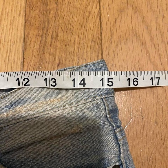 Women's distressed low rise mini jean shorts with unique embroidered design - Picture 7 of 12